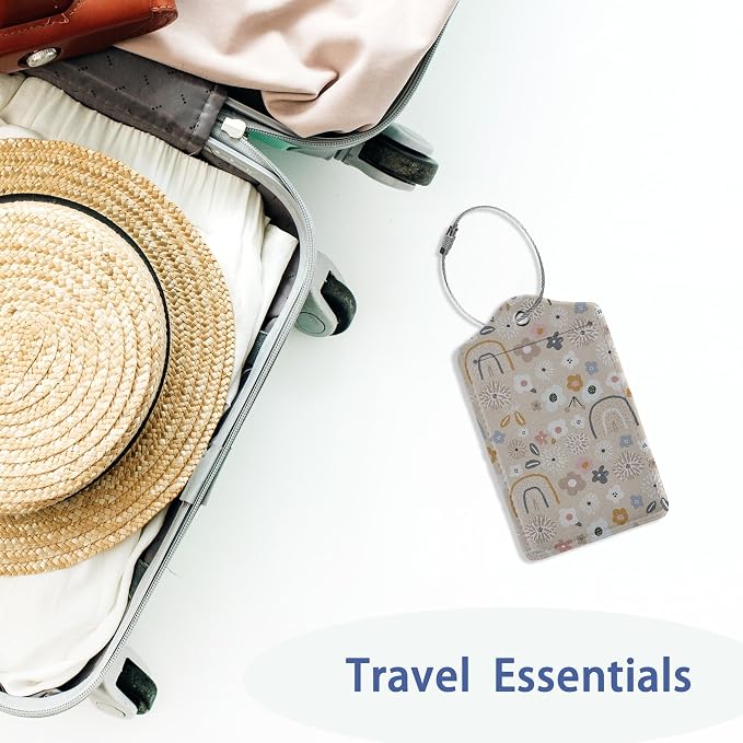2Pcs Luggage Tag for Suitcase Boho Flowers Rainbow Cute Suitcase Tag - Image 5