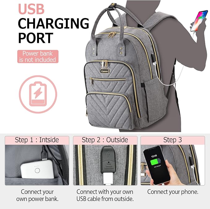 Travel Backpack for Women, 15.6 Inch Work Laptop Backpack, Water Resistant - Image 3