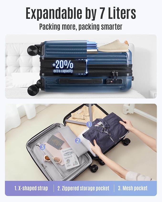 LIGHT FLIGHT Carry On Luggage 22x14x9 Airline Approved, Durable Hard Shell - Image 7
