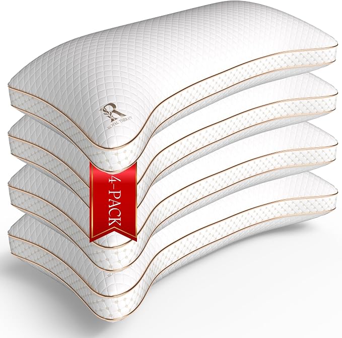 Royal Therapy 4-Pack Adjustable Queen Pillows, Shredded Memory Foam Pillows by ROYALTHERAPY