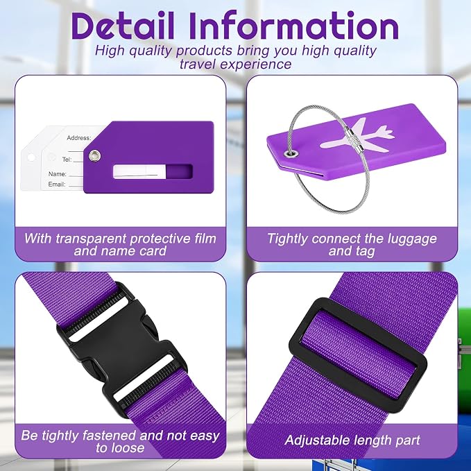 Weewooday 8 Pcs Luggage Straps Suitcase Tags Set - Image 3
