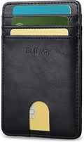 Buffway Mens Slim Wallet, Minimalist Thin Front Pocket Leather Credit Card by Buffway