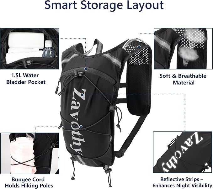 Zavothy Hydration Running Vest for Men & Women – Lightweight 1.5L Hydration Pack - Image 2