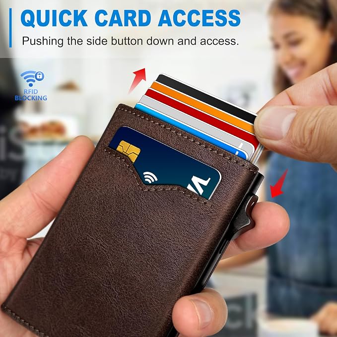 Wallet for Men, with Cash Pocket 2 ID Window 9-13 Cards, Metal Case Smart Slim - Image 5