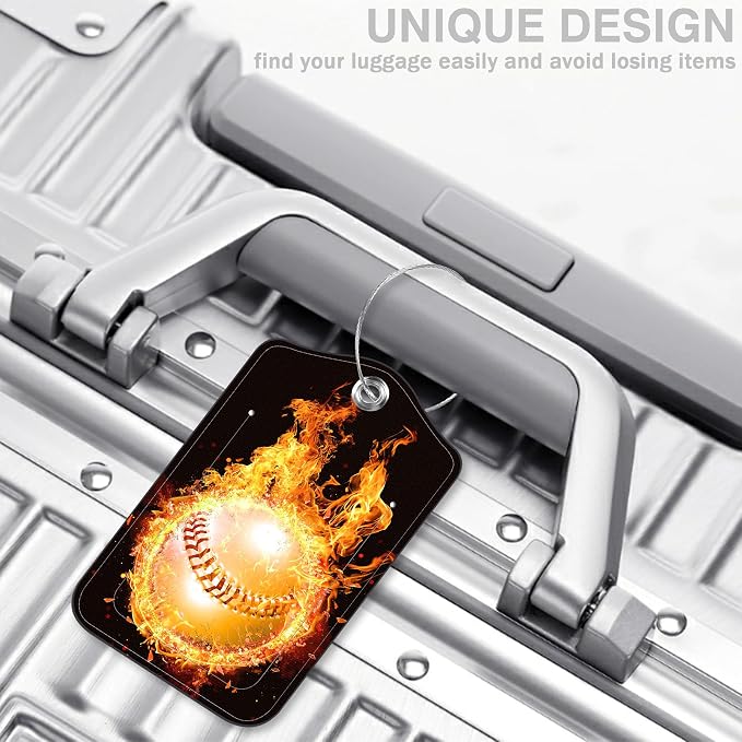 2 Pcs Baseball on Fire Luggage Tags - Image 5