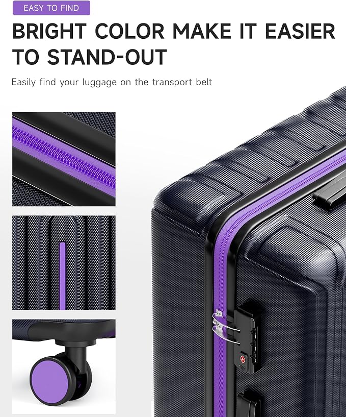 Luggage Sets 3 Piece, Carry On and Checked Hardside Lightweight Suitcase - Image 2