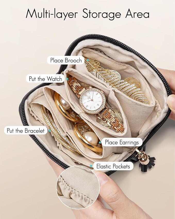 Vlando Small Jewelry Travel Case, Jewelry Pouch Bags - Image 2