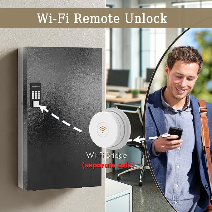 WeHere 360 Lock Box Wall Mount, APP Bluetooth/OTP/Wi-Fi/Fixed Code/Key Unlock - Image 5