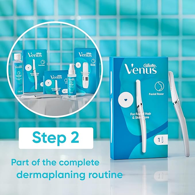 Gillette Venus Dermaplaning Tool, 2 Blade Refills, Exfoliating Face Razors - Image 6