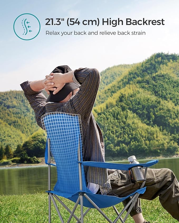 SONGMICS 2 Pack Folding Camping Chairs, Load 330 lb, Cup Holder and High - Image 4