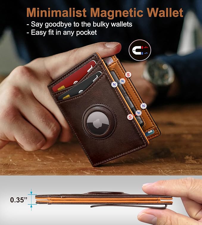 Airtag Wallet for Men- with Money Clip Gift Boxed, Magnetic Closure Slim - Image 4