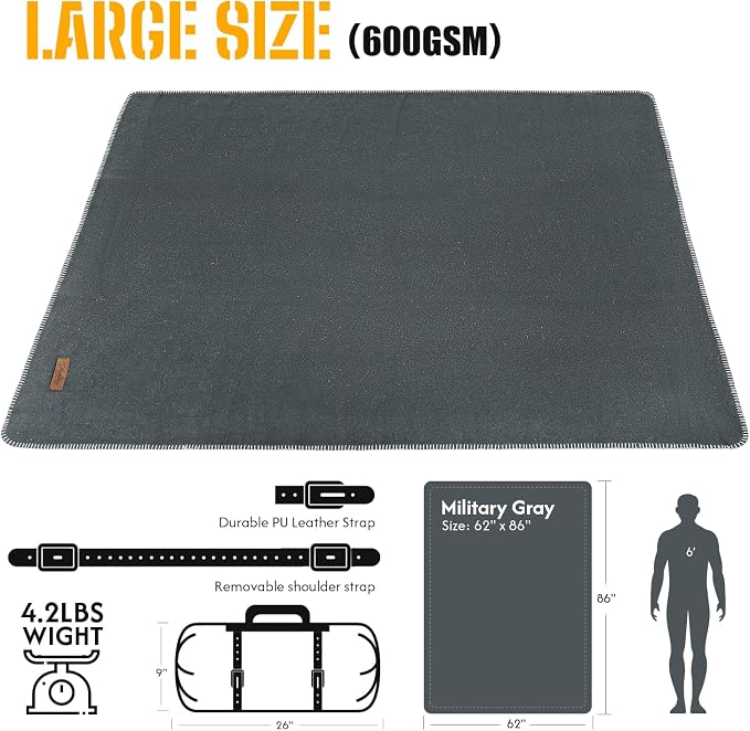 100% Wool Blanket, Military Wool Blanket, Sporting Events, Survival Kits - Image 4