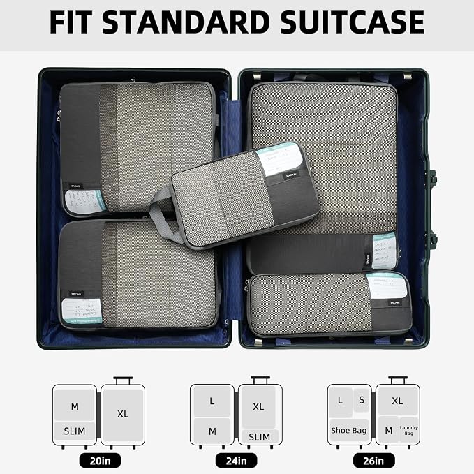 BAGAIL 6 Set/4 Set Lightweight Compression Packing Cubes - Image 7