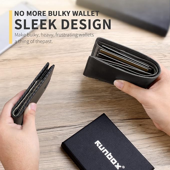 RUNBOX AirTag-Wallet-Mens-Slim-RFID Blocking Wallets Leather - Image 3