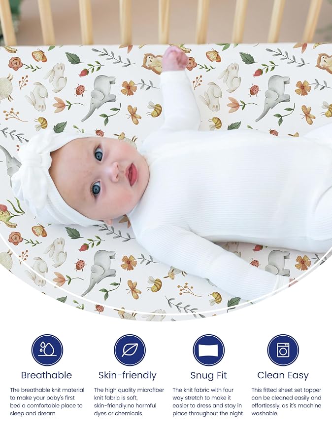 TotAha Crib Sheets for Boys Girls, Premium Soft Crib Mattress Fitted Sheet - Image 2
