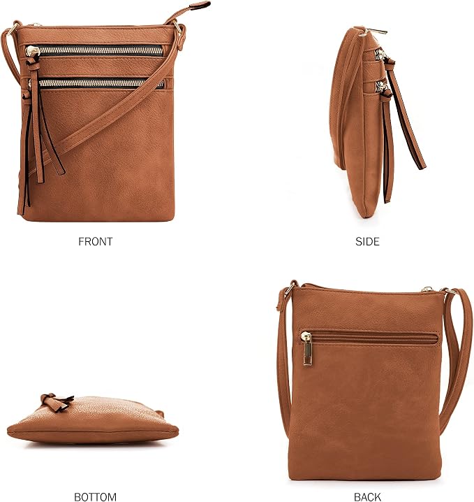 DELUXITY | Crossbody Purse Bag | Functional Multi Pocket Double Zipper Purse | - Image 2