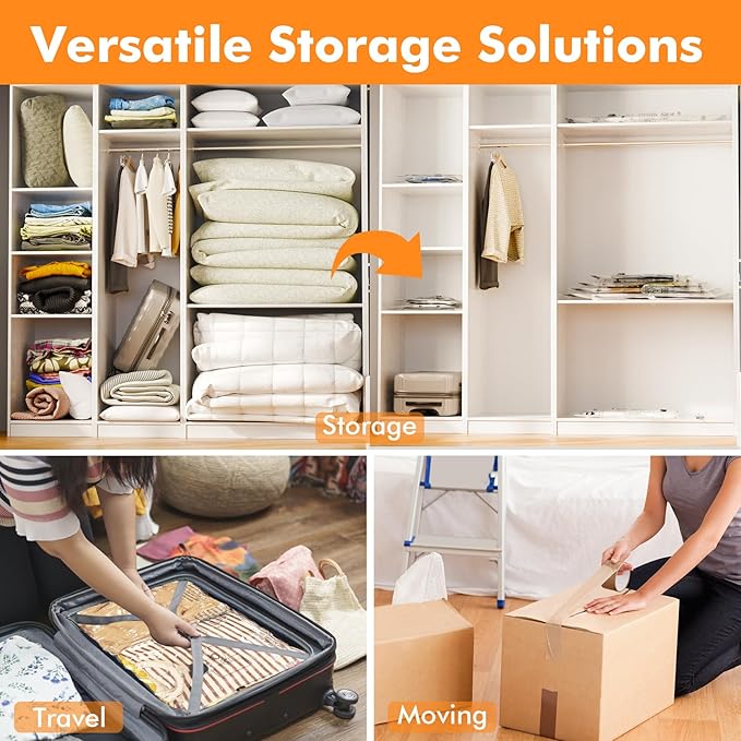 6 Large Vacuum Storage Bags, Plastic Packaging Bags, Space Saver Sealer - Image 5