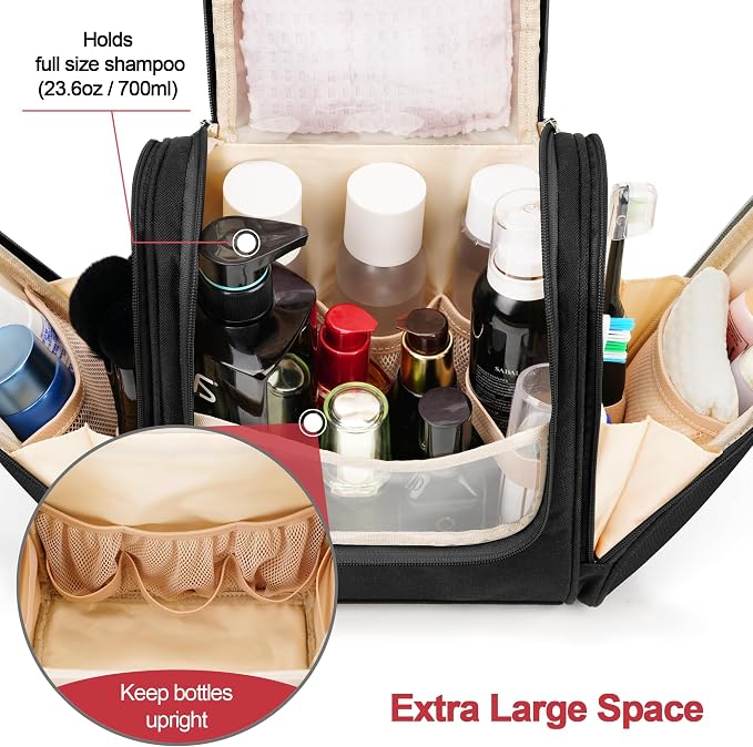 Travel Hanging Toiletry Bag for Women and Men, 6 Organizer Compartments - Image 2