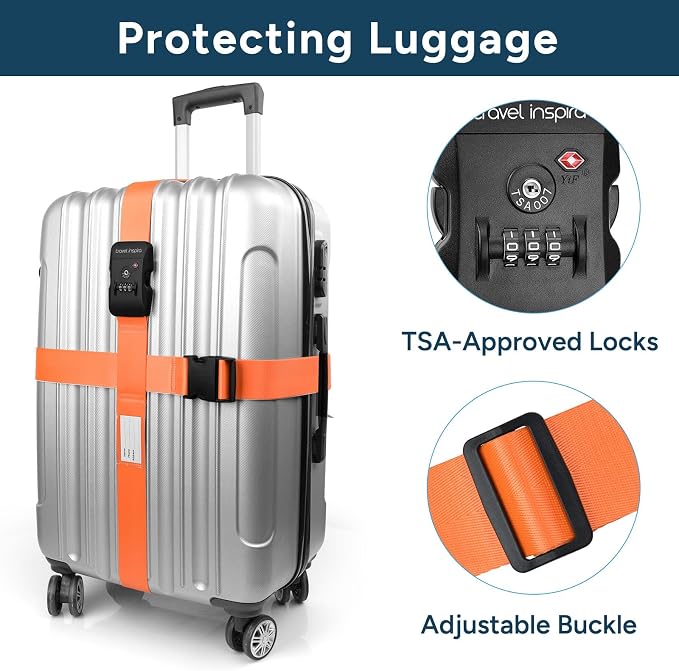Travel Inspira Luggage Straps for Suitcases Travel Belt for Luggage TSA - Image 2