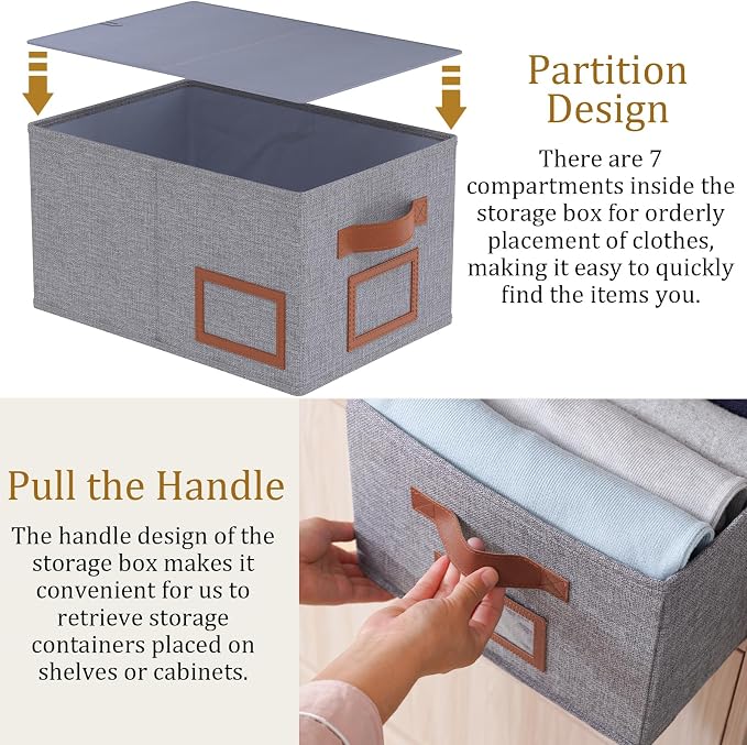 OUTBROS Foldable Storage Box for Shelves, 15.7 x 11.8 x 7.9 inch Fabric Baskets - Image 5