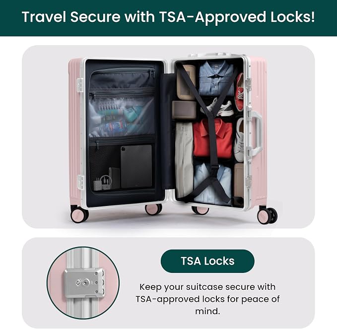 Nobl Travel Carry On Luggage, Noble Zipperless Aluminum Frame PC Hard Shell - Image 6
