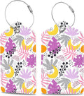 Tropical Plants Leaves Fruits Luggage Tags 2PCS PU Leather Suitcases Tag by MSEAANBK