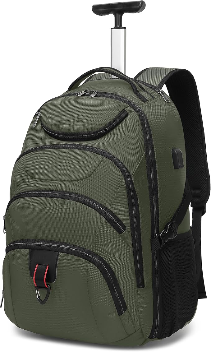 Boavan Rolling Backpack, 17 inch Water Resistant Wheeled Backpack, Carry on by Boavan