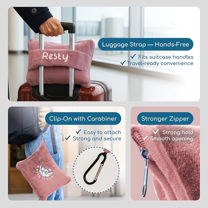 Resty 65"x40" Traveling Airplane Blanket, Velvety Soft Blanket That Becomes a - Image 4