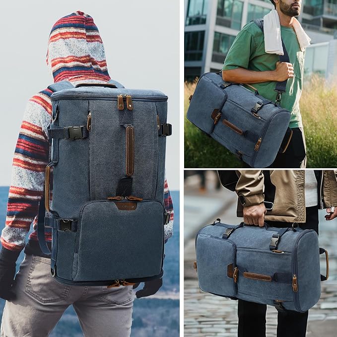 G-FAVOR 40L Travel Backpack, Vintage Canvas Rucksack Convertible Duffel Bag - Image 2