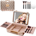 Mocado Travel Makeup Case with Lighted Mirror, Makeup Box with 8 Makeup Brushes by Mocado