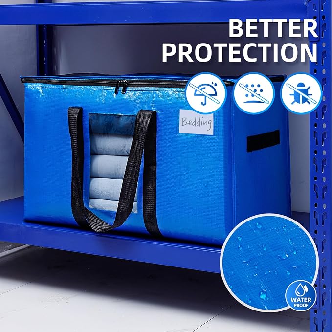 TAILI Extra Large Moving Bags, 4 Pack Blue Heavy Duty Totes - Image 5