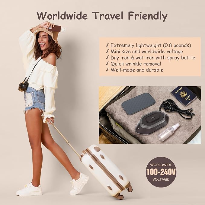 Newbealer Travel Iron with Global Voltage, 100-240V Mini Dry Iron - Image 2