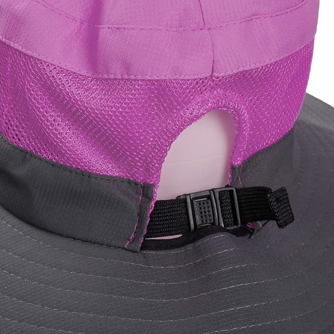 Rosoz Ponytail Sun Bucket Hats for Women UV Protection Foldable Mesh Wide Brim - Image 4