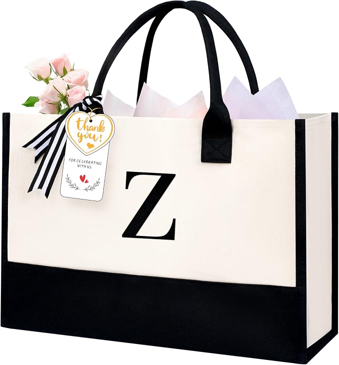 BAGAIL Initial Tote Bag, Personalized Birthday Gifts by BAGAIL