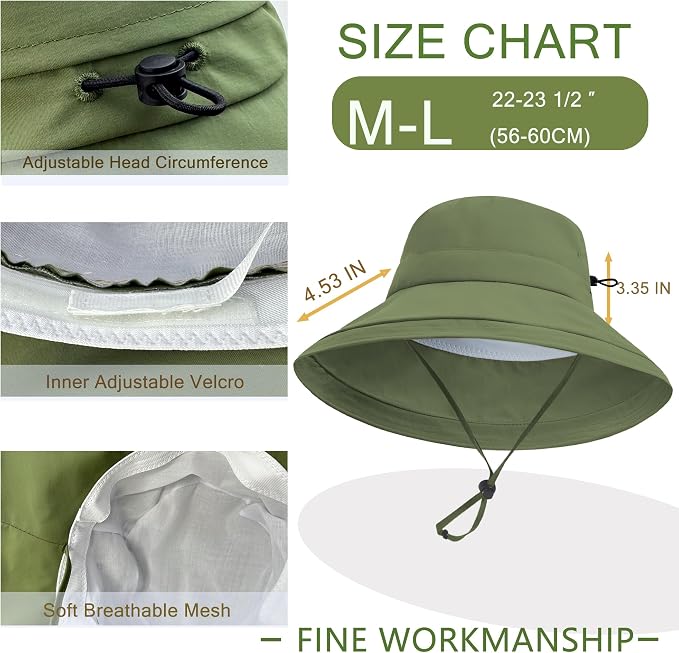 Sun Hats for Women Men UV Protection Wide Brim Bucket Hat - Image 5