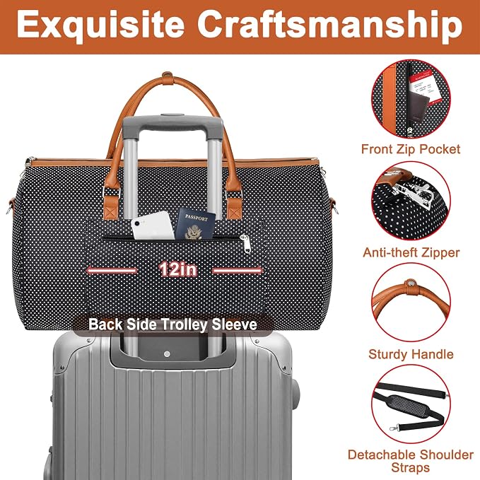 Garment Bag for Travel Convertible Carry On Garment Bag Large Travel Duffel - Image 3