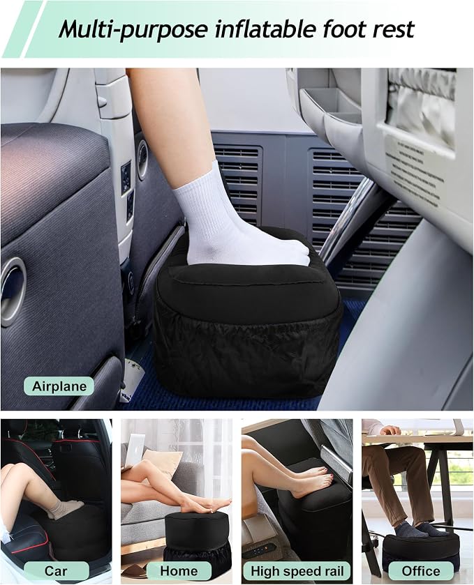 JefDiee Inflatable Travel Foot Rest Pillow, Kids Airplane Bed, Adjustable 3 - Image 2