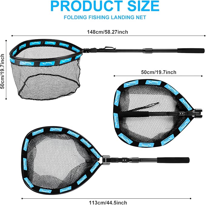 PLUSINNO Floating Fishing Net for Steelhead, Trout Fishing, Rubber Coated - Image 3