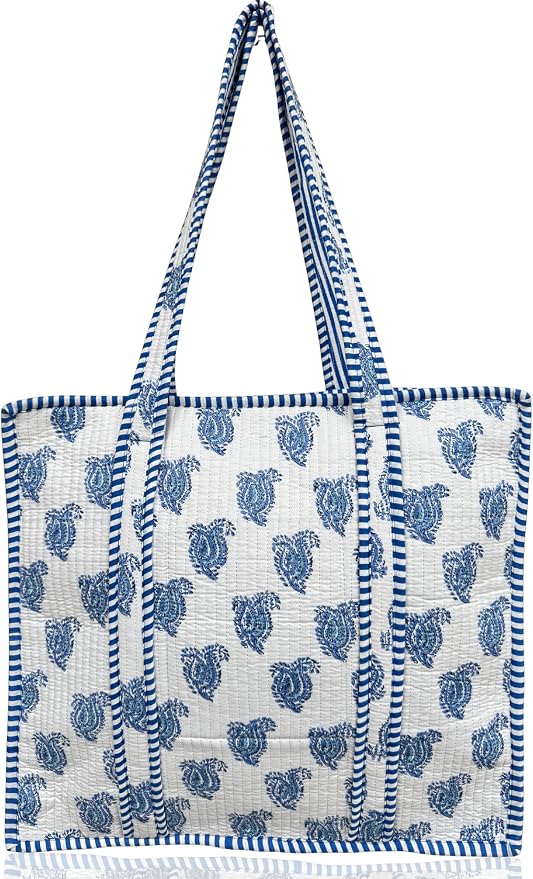 Cotton Quilted Tote Bag for Women – Large Beach & Travel Tote by ThirdEyeExport