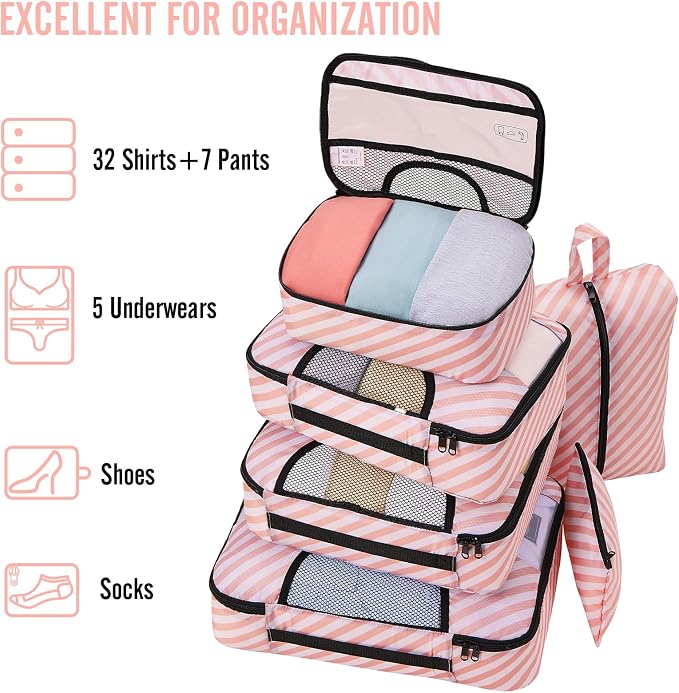 Veken 8 Set Packing Cubes for Travel Essentials, Suitcase Organizer Bags in 4 - Image 5