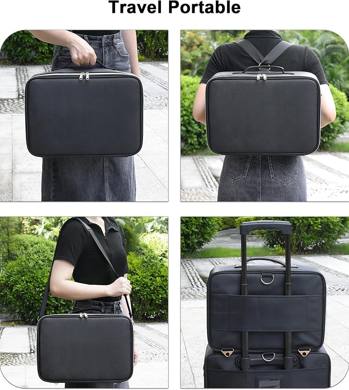 Chomeiu Makeup Bag with LED Mirror, Large Train Case - Image 7