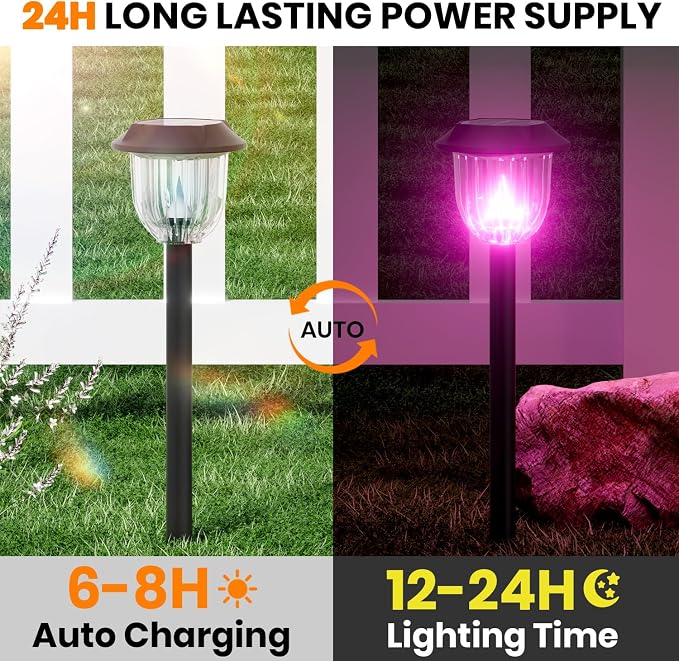 AOSEA 2 Pack Solar Pathway Lights Outdoor Waterproof - Image 6