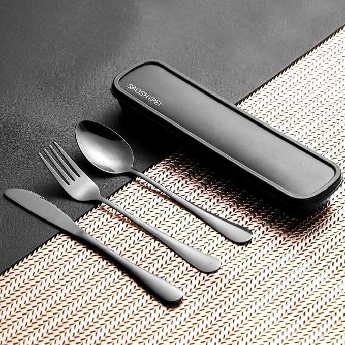 Portable Utensils Set with Case, Lunch Box Includ Fork Spoon Knife, Dishwasher - Image 2