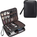 LANNSYNE Full Grain Leather Travel Cable Accessories Bag, Electronic Organizer by LANNSYNE