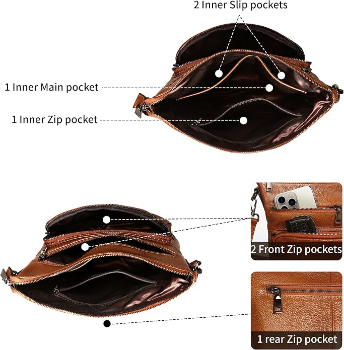 HESHE Crossbody Bags for Women Leather Handbags Designer Shoulder Purse - Image 7