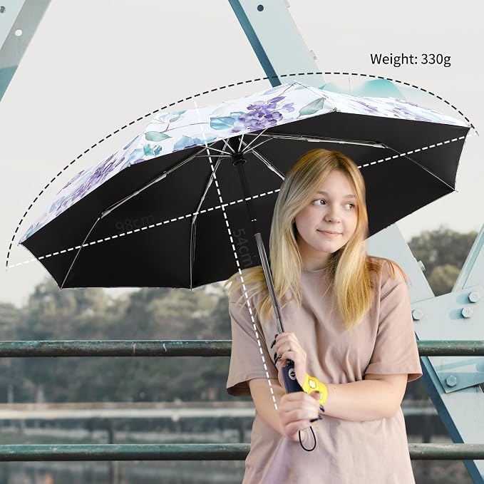 Color Coated Sun Umbrella UV Protection Compact Folding Windproof Parasols - Image 6