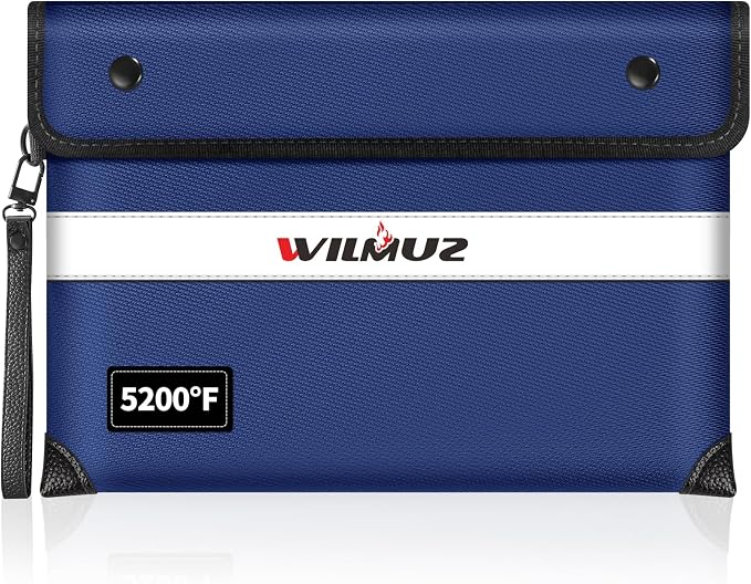 Fireproof Money Bag for Cash 11"x7.7", Upgraded 5200℉ Insulated Water Fire by Wilmuz
