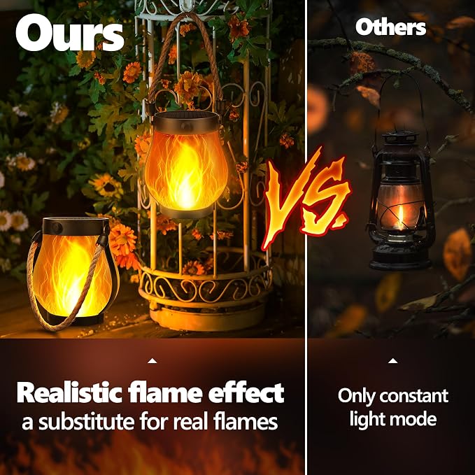 Solar Flame Lantern Hanging Outdoor Waterproof Purple - Image 5