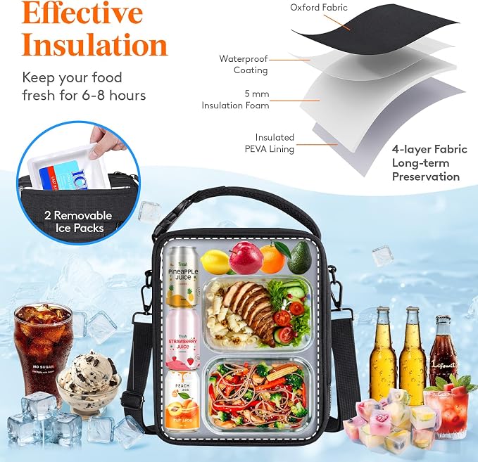 Lifewit Insulated Lunch Box for Men, Expandable Cooler Bag, Freezable Lunch Bag - Image 2