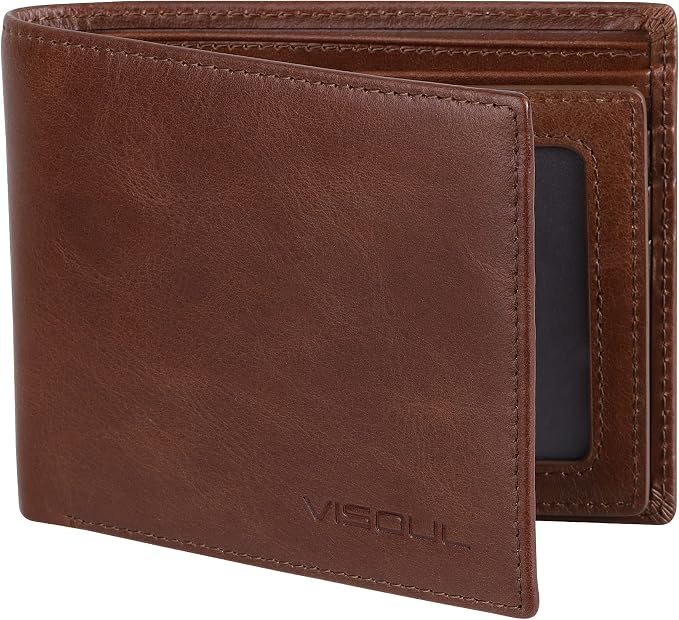 VISOUL Leather Wallets Bifold for Men by VISOUL
